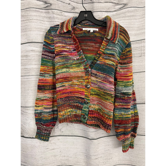 Veronica Beard Damaris Collared Cardigan In Red Multi Size S