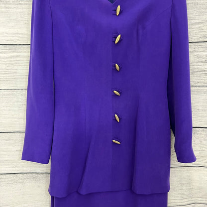 Patrick Collection Vintage Purple Dress Suit With Unique Buttons, Size 4