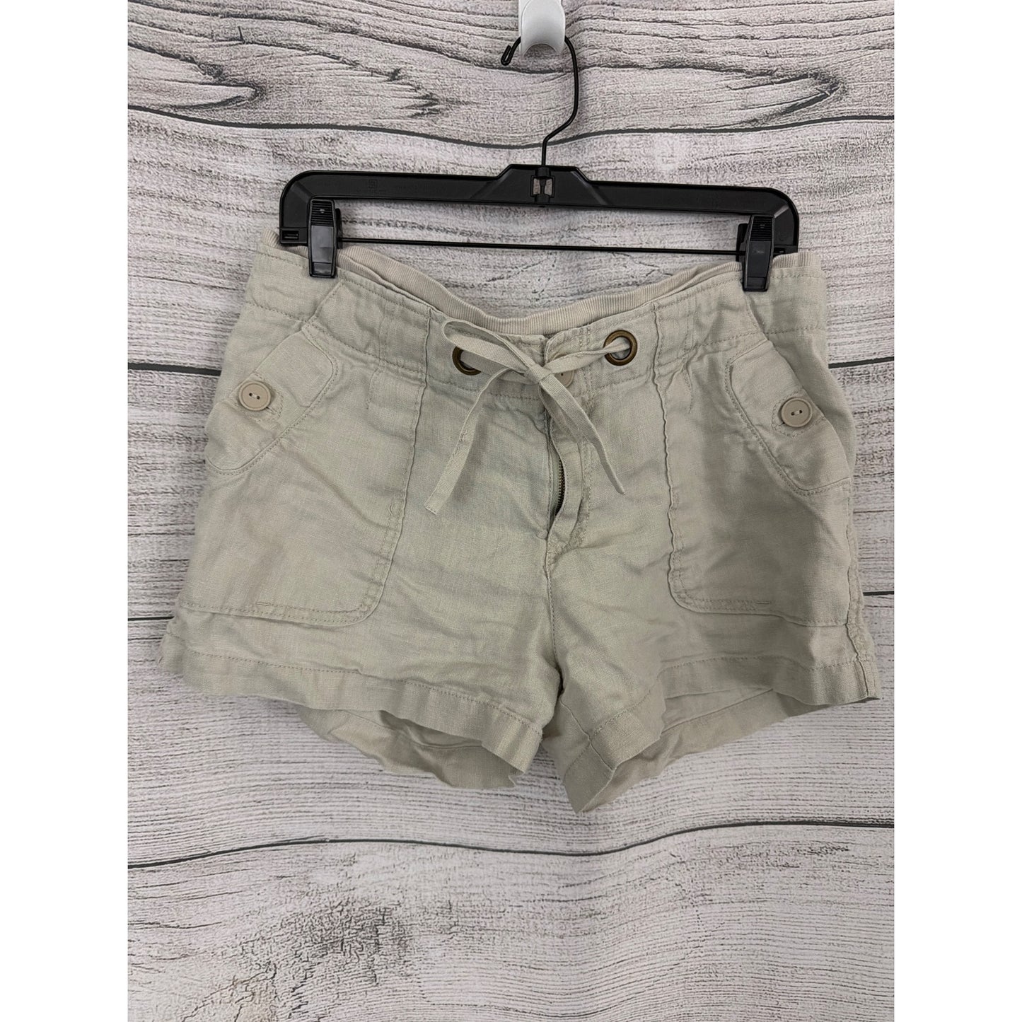 Sanctuary Surplus Beige Linen Blend Drawstring Shorts Size 30