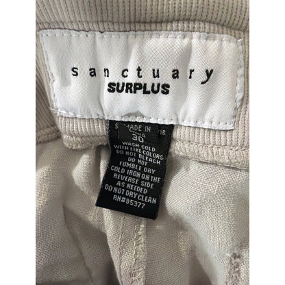 Sanctuary Surplus Beige Linen Blend Drawstring Shorts Size 30