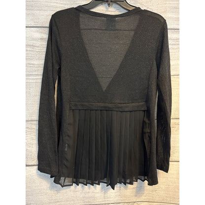 H.I.P. Happening In The Present Sheer Pleated Back Cardigan With V-Neck Size M
