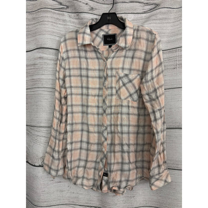 Rails Peach & Gray Hunter Plaid Long Sleeve Button-Down Shirt Size S