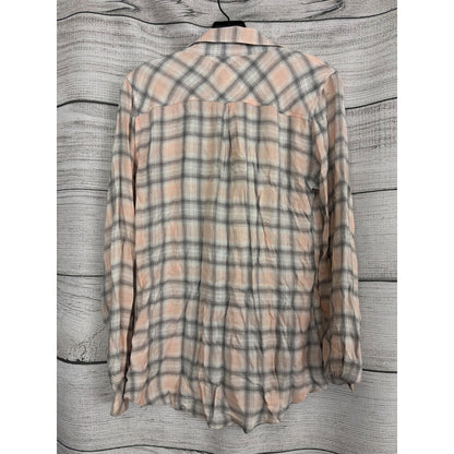 Rails Peach & Gray Hunter Plaid Long Sleeve Button-Down Shirt Size S