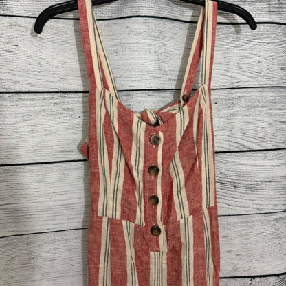 Romeo and Juliet Couture Striped Linen-Blend Jumpsuit Size M