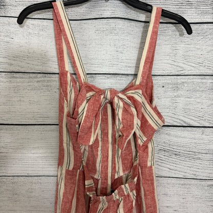 Romeo and Juliet Couture Striped Linen-Blend Jumpsuit Size M