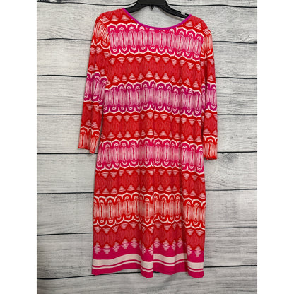 Eliza J Colorful Geometric Print Dress With 3/4 Sleeves Size 12