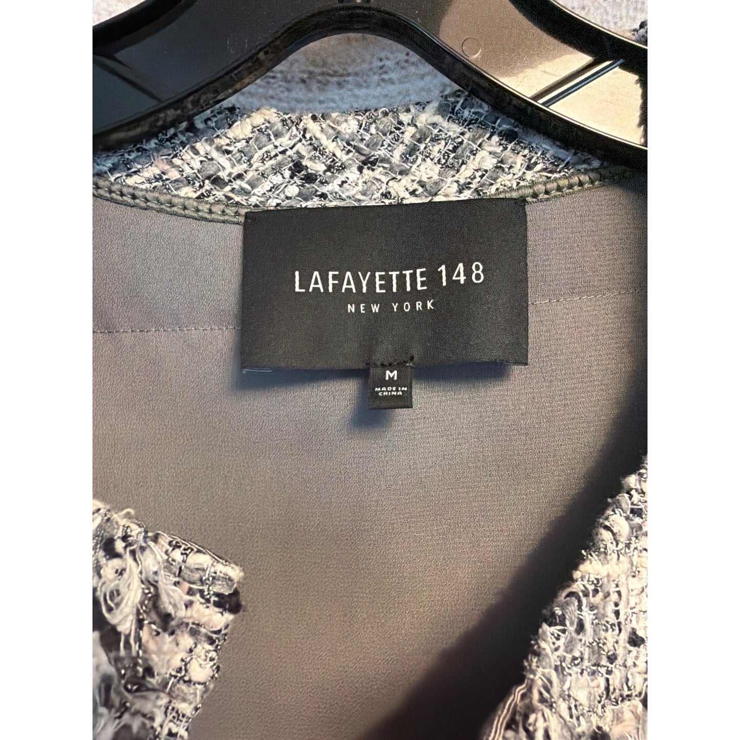 Lafayette 148 New York Tweed Jacket W/ Fringe Size M
