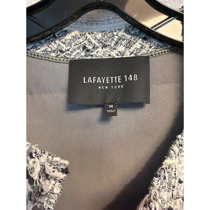 Lafayette 148 New York Tweed Jacket W/ Fringe Size M
