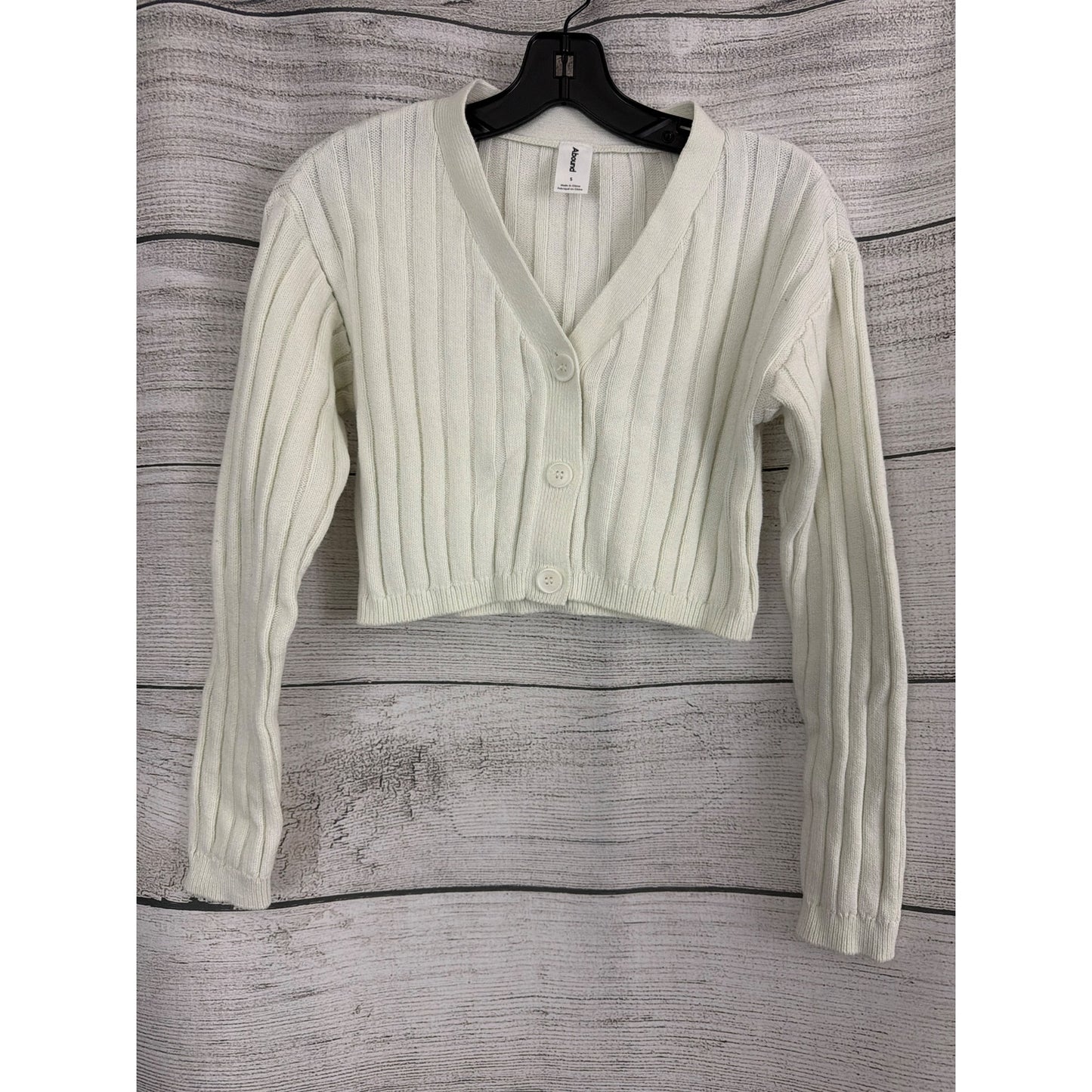 Abound Ribbed Knit Cropped Cardigan Sweater Size S
