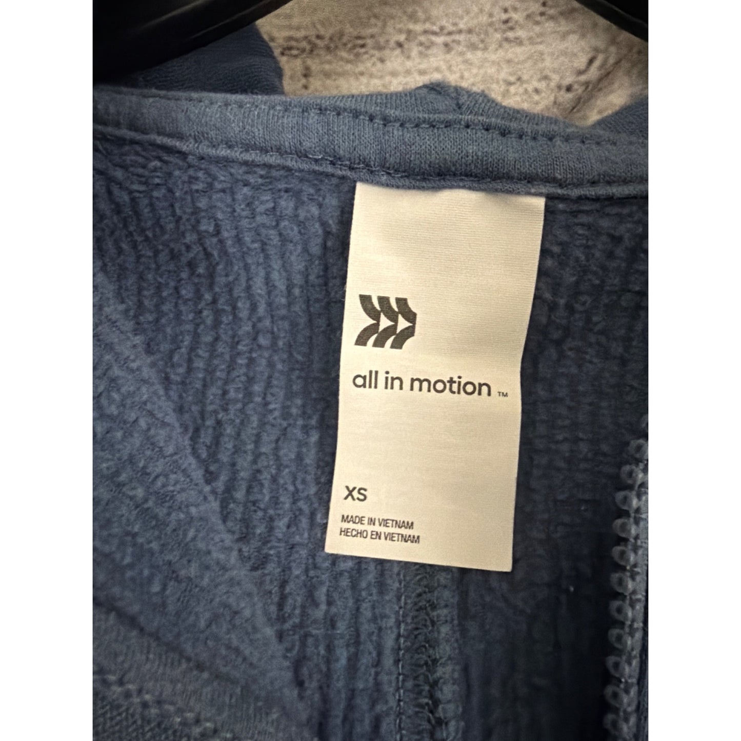 All In Motion Cropped Blue Ribbed Zip-Up Hoodie Size XS