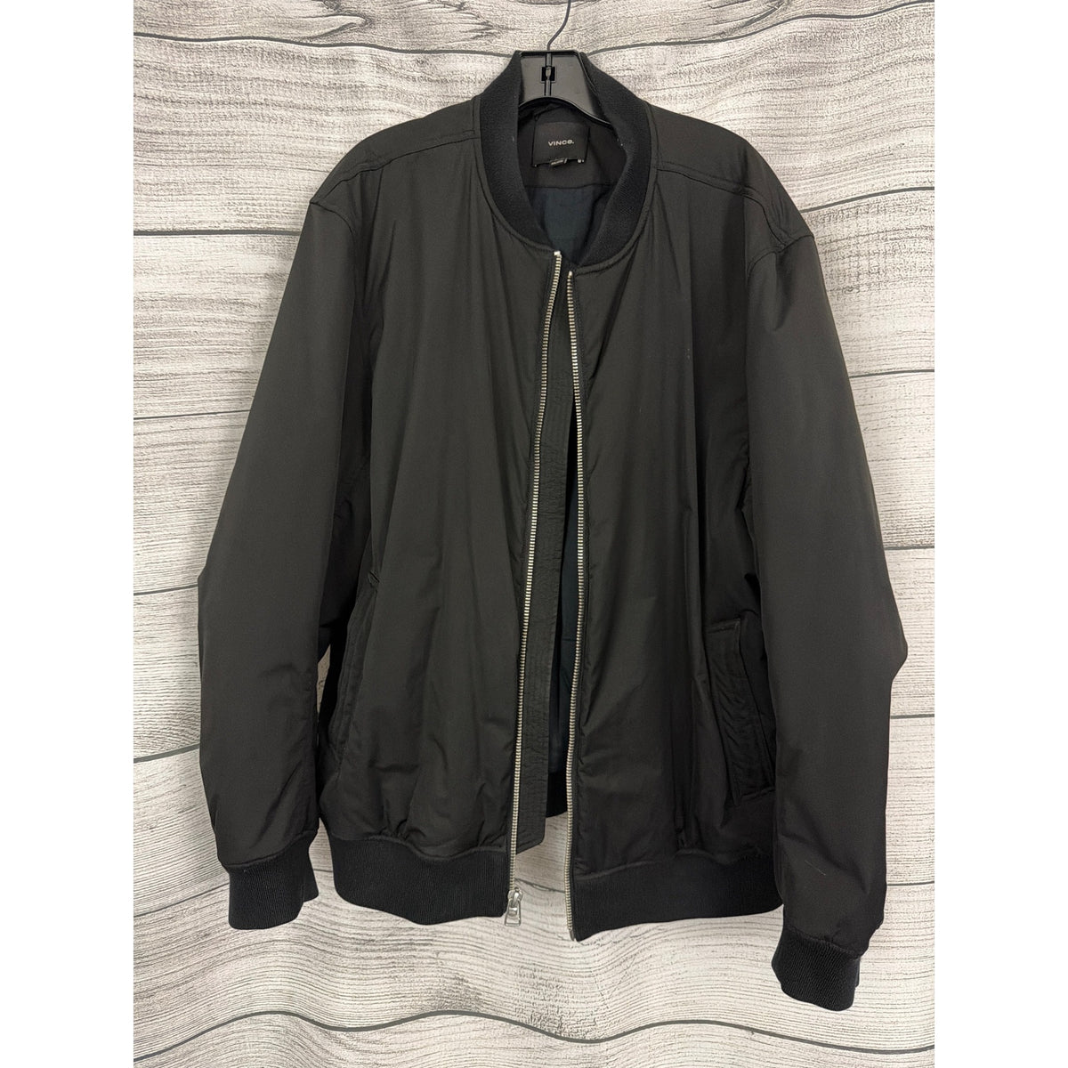 Mens Vince Black Bomber Jacket Size XXL