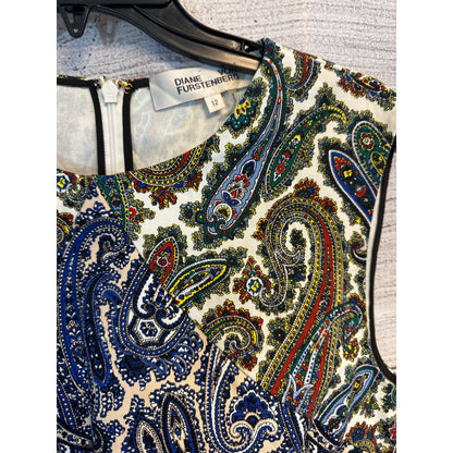 Diane Furstenberg Paisley Sleeveless Sheath Dress Size 12