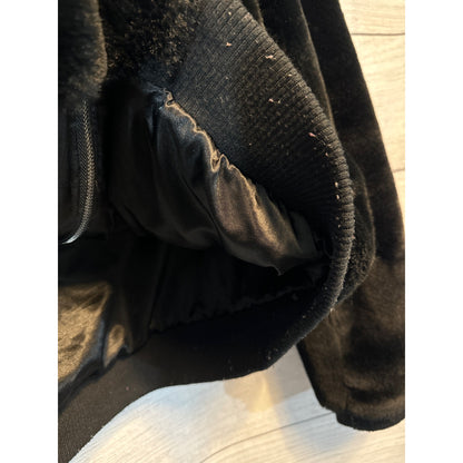 Generation Love Black Faux Fur Jacket With Zipper Closure & Ribbed Hem