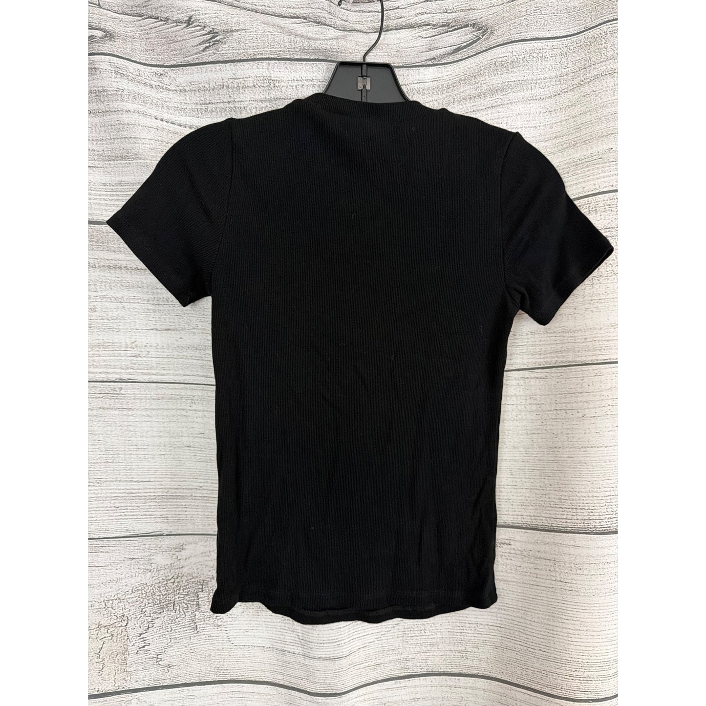 Mono B Black Ribbed Short Sleeve Crew Neck T-Shirt Size S