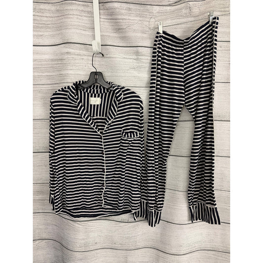 Maison Du Soir Striped Pajama Set Navy & White Size S