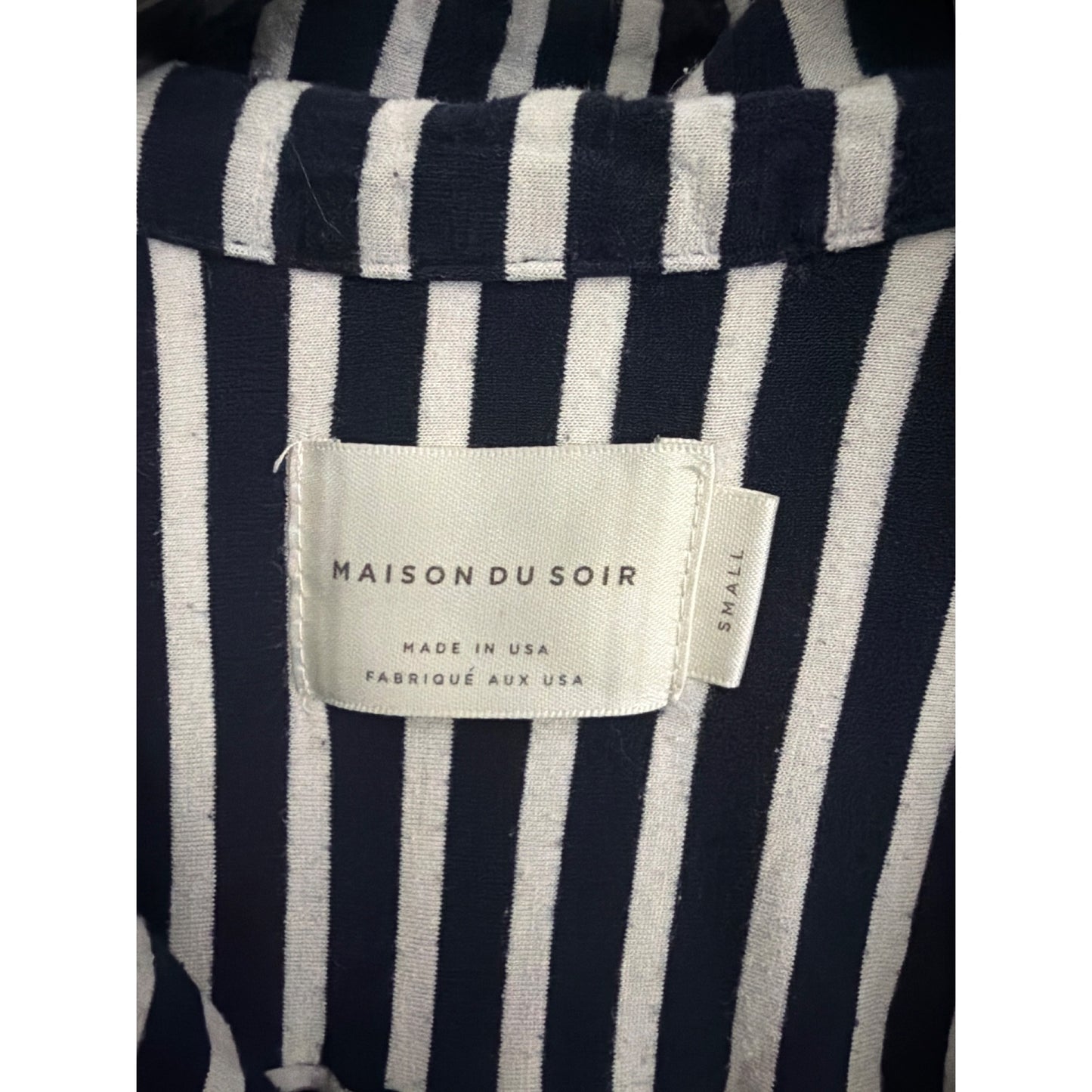 Maison Du Soir Striped Pajama Set Navy & White Size S