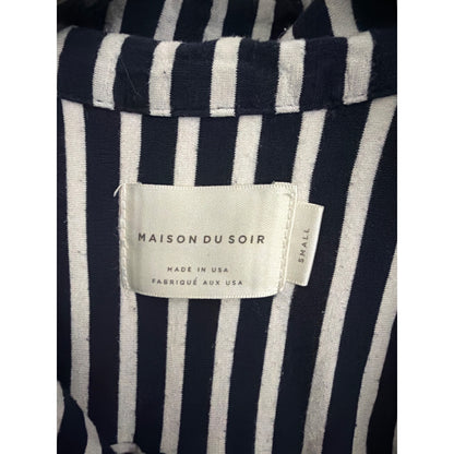 Maison Du Soir Striped Pajama Set Navy & White Size S
