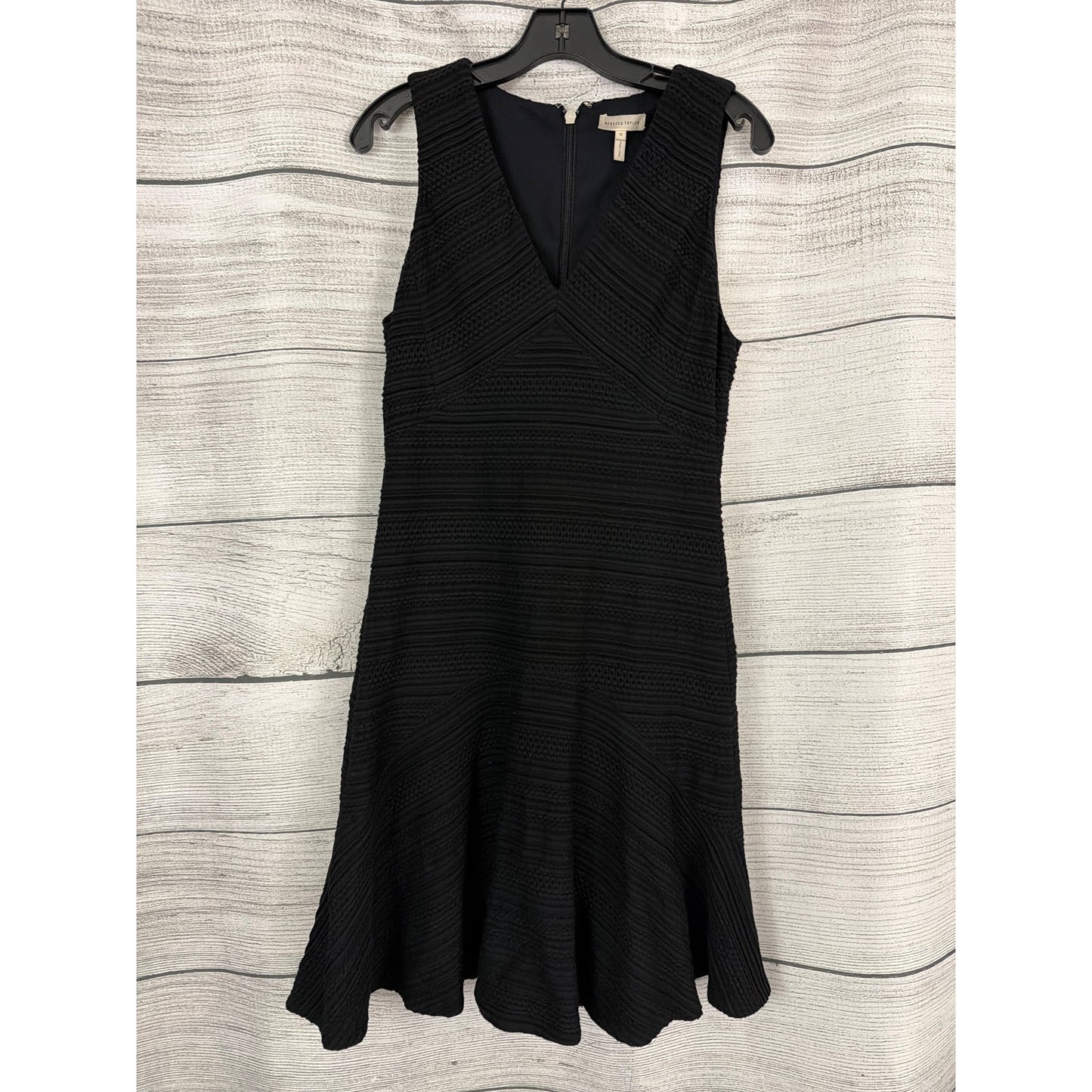 Rebecca Taylor V-Neck Fit & Flare Flounce Hem Textured Dress Size 10