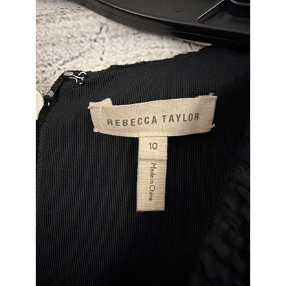 Rebecca Taylor V-Neck Fit & Flare Flounce Hem Textured Dress Size 10