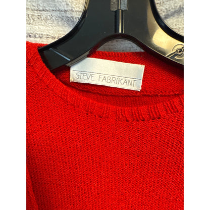 Vintage Steve Fabrikant Red Knit Dress & Cardigan Set Size Petite