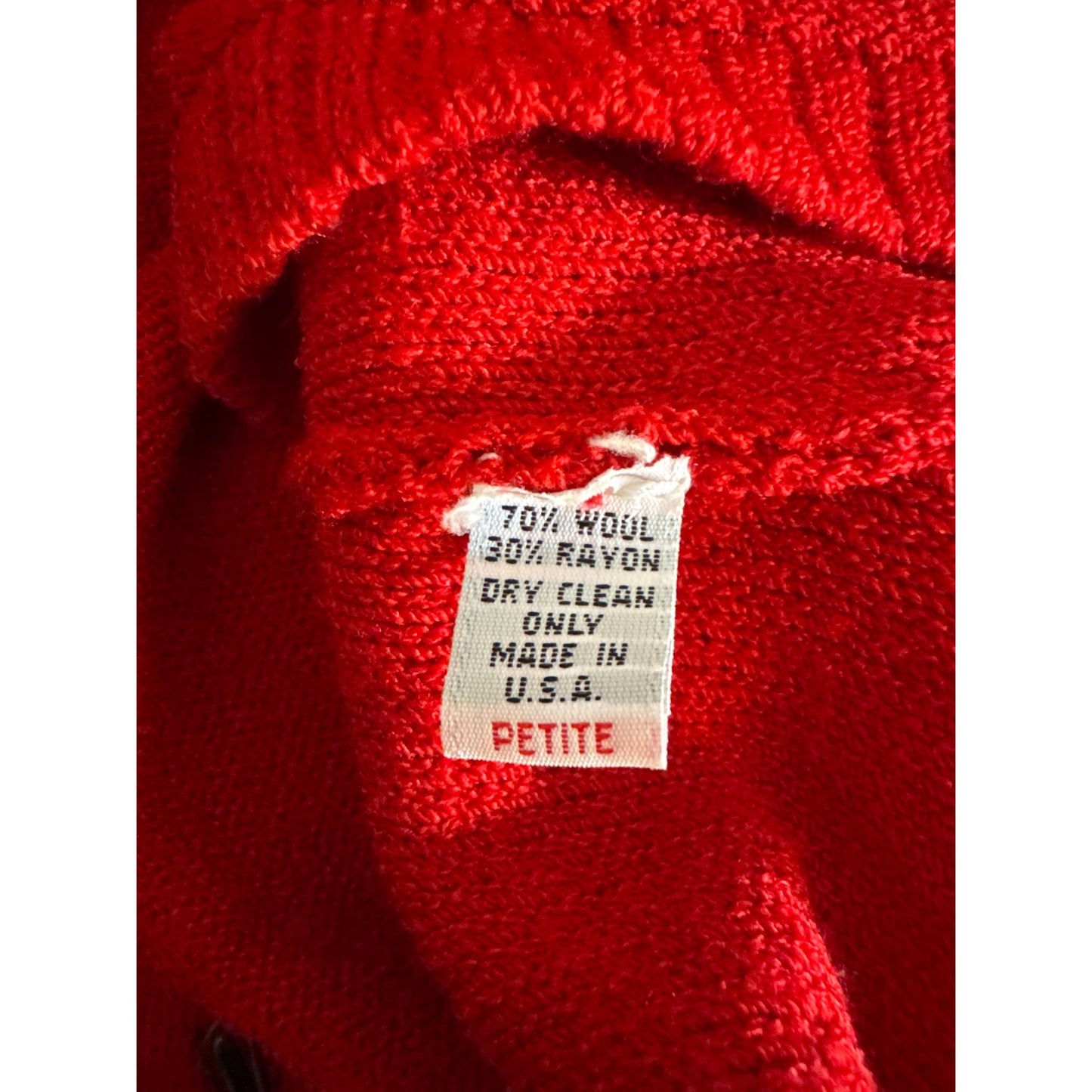 Vintage Steve Fabrikant Red Knit Dress & Cardigan Set Size Petite