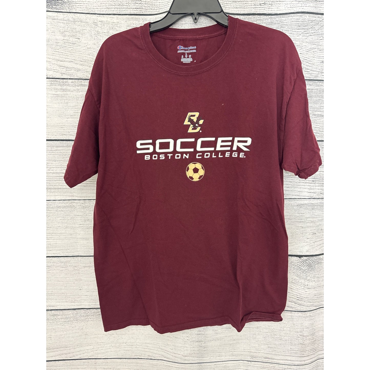 Boston College Soccer T-Shirt Maroon Champion Brand L