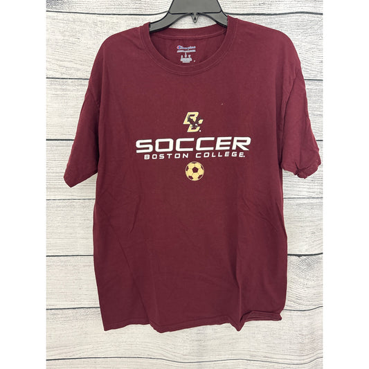 Boston College Soccer T-Shirt Maroon Champion Brand L