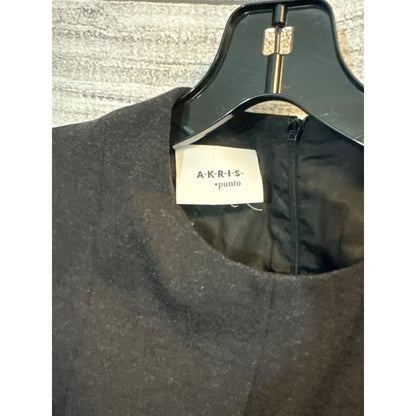 A-K-R-I-S Punto Black Dress With Faux Leather Hem Size 4