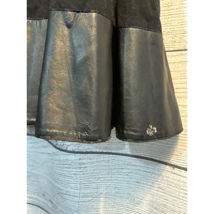 A-K-R-I-S Punto Black Dress With Faux Leather Hem Size 4