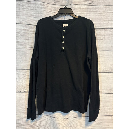 Merona Long Sleeve Waffle Black Henley Shirt Size L