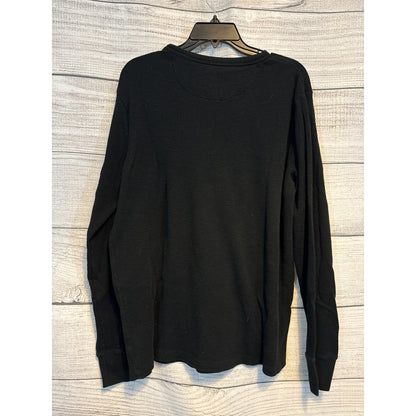 Merona Long Sleeve Waffle Black Henley Shirt Size L