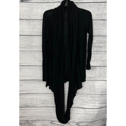 Alice+Olivia Black Drape Cardigan With Buttoned Hood OS