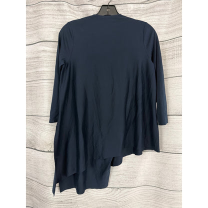 COS Navy Asymmetrical Long Sleeve Draped Top Blouse XS