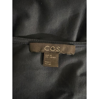 COS Navy Asymmetrical Long Sleeve Draped Top Blouse XS