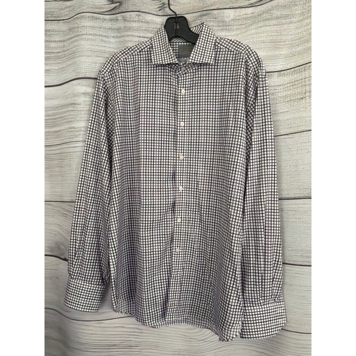 Mens Thomas Dean Long-Sleeve Purple Checked Shirt Size L