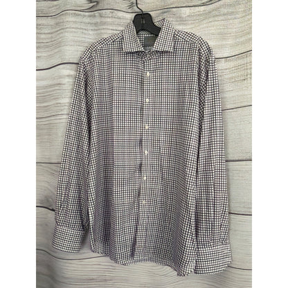 Mens Thomas Dean Long-Sleeve Purple Checked Shirt Size L