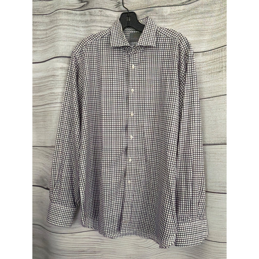 Mens Thomas Dean Long-Sleeve Purple Checked Shirt Size L