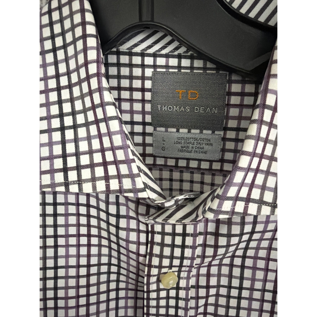Mens Thomas Dean Long-Sleeve Purple Checked Shirt Size L