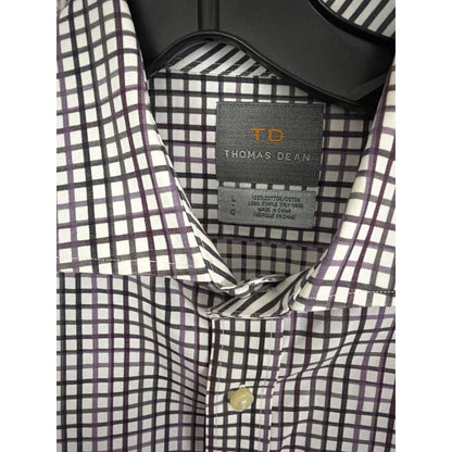 Mens Thomas Dean Long-Sleeve Purple Checked Shirt Size L