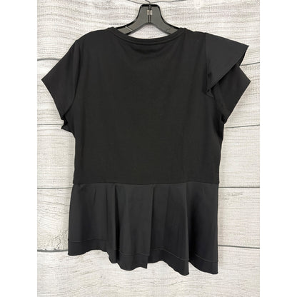 NWT White House Black Market Black Peplum Top With Ruffle Details Size M