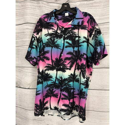 Mens Goodstoworld Tropical Sunset Palm Tree Print Button-Up Shirt Size XXL