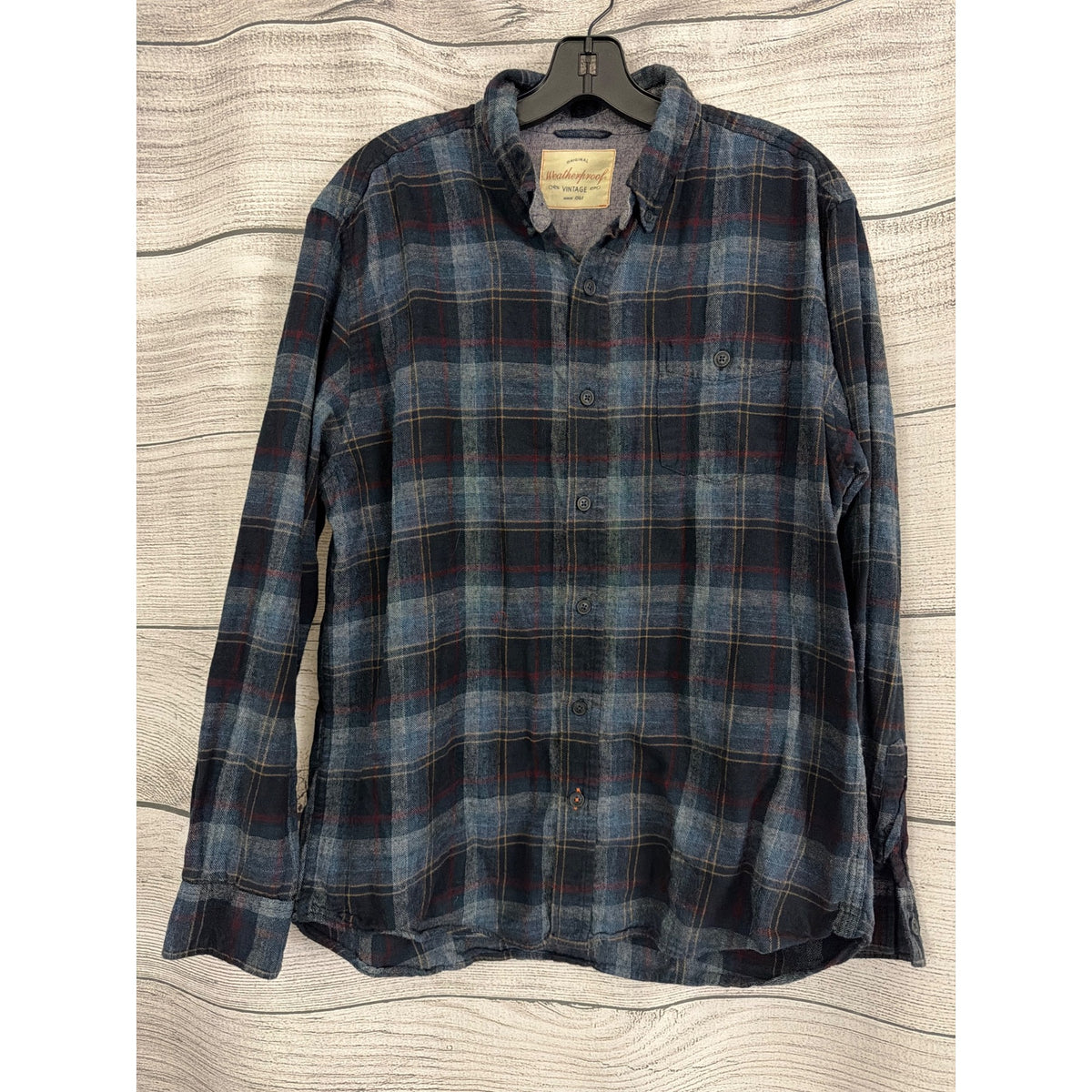 Men's Weatherproof Plaid Button-Up Flannel Shirt Size L