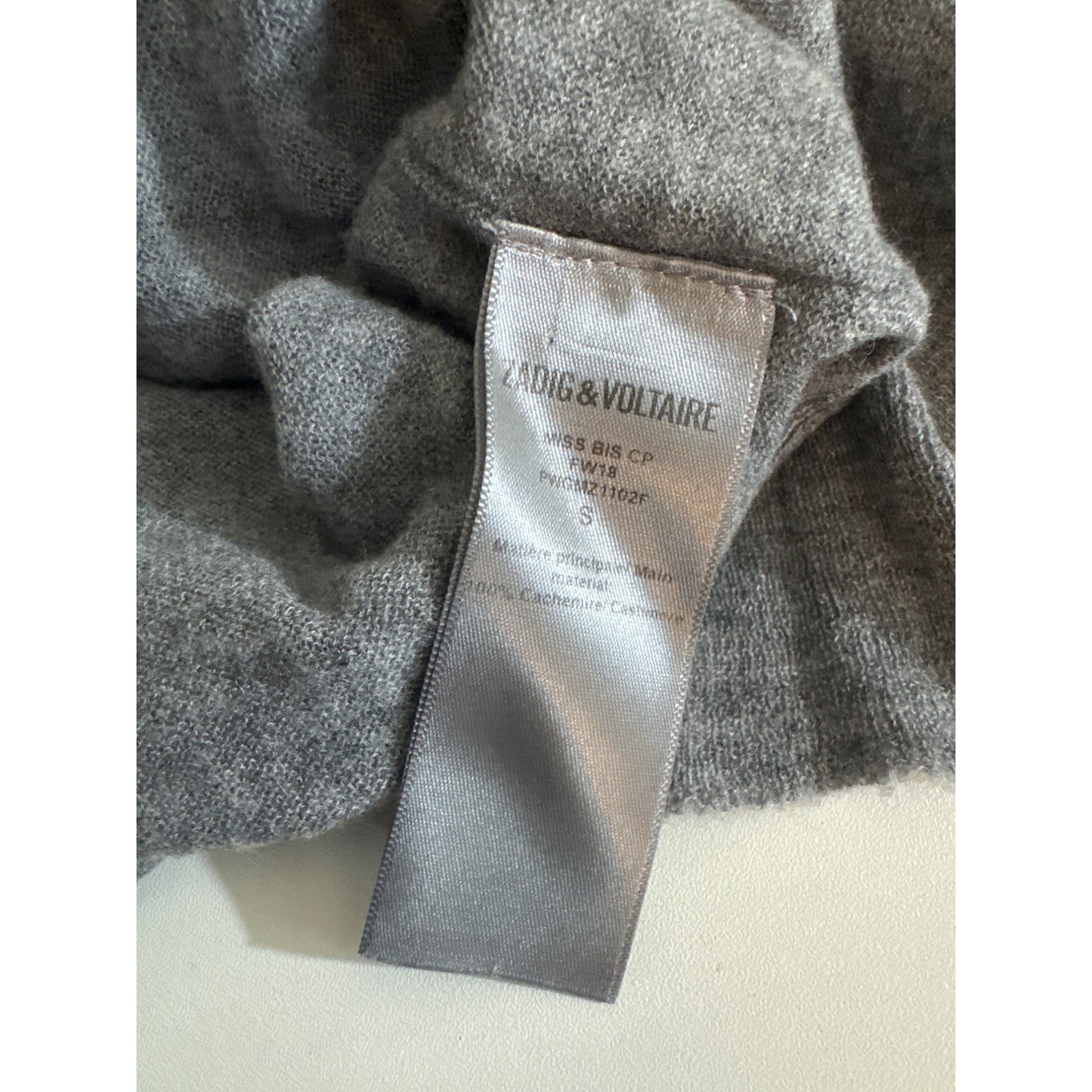 Zadig & Voltaire Grey Skull Studded Long Sleeve Cashmere Sweater Size S