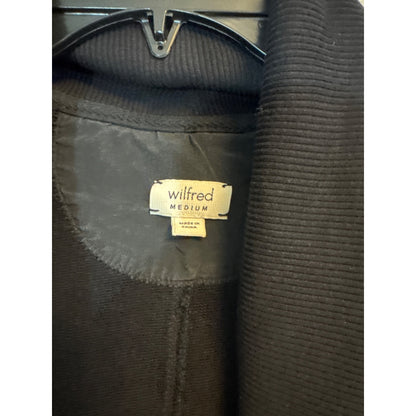 Aritizia Wilfred Black Cardigan With Pockets Ribbed Collar and Studs Size M