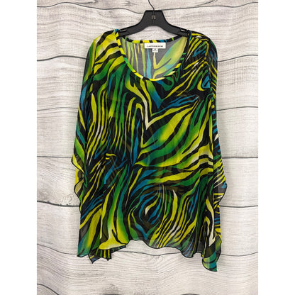 Caroline Rose Multicolor Zebra Print Sheer Tunic Blouse Top M