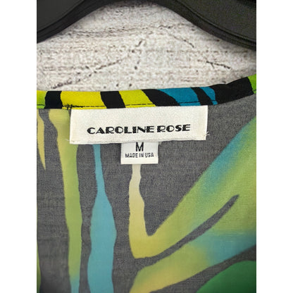 Caroline Rose Multicolor Zebra Print Sheer Tunic Blouse Top M