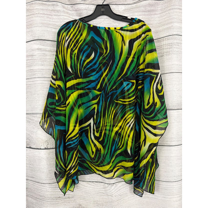 Caroline Rose Multicolor Zebra Print Sheer Tunic Blouse Top M
