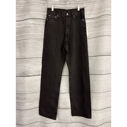 NWT Chord Black Organic Cotton High-Waist Straight-Leg Jeans Size 24