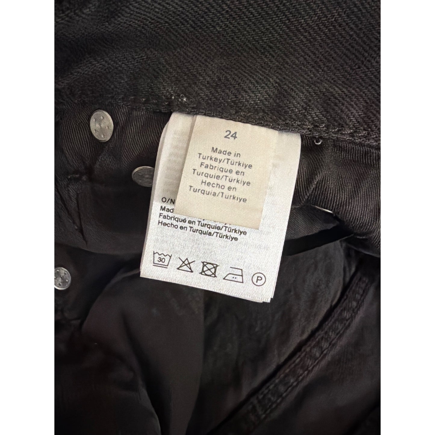 NWT Chord Black Organic Cotton High-Waist Straight-Leg Jeans Size 24