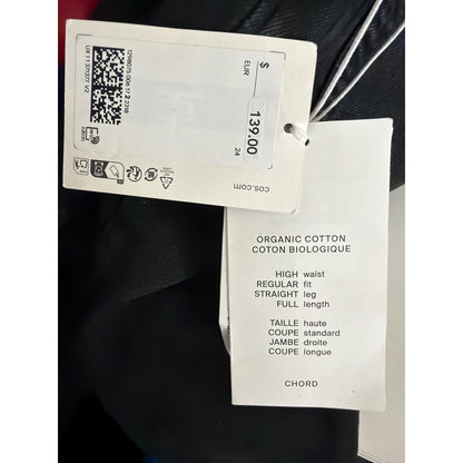 NWT Chord Black Organic Cotton High-Waist Straight-Leg Jeans Size 24